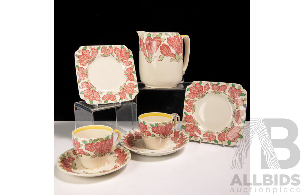 Collection Seven Pieces Royal Doulton Porcelain in Azalea Pattern