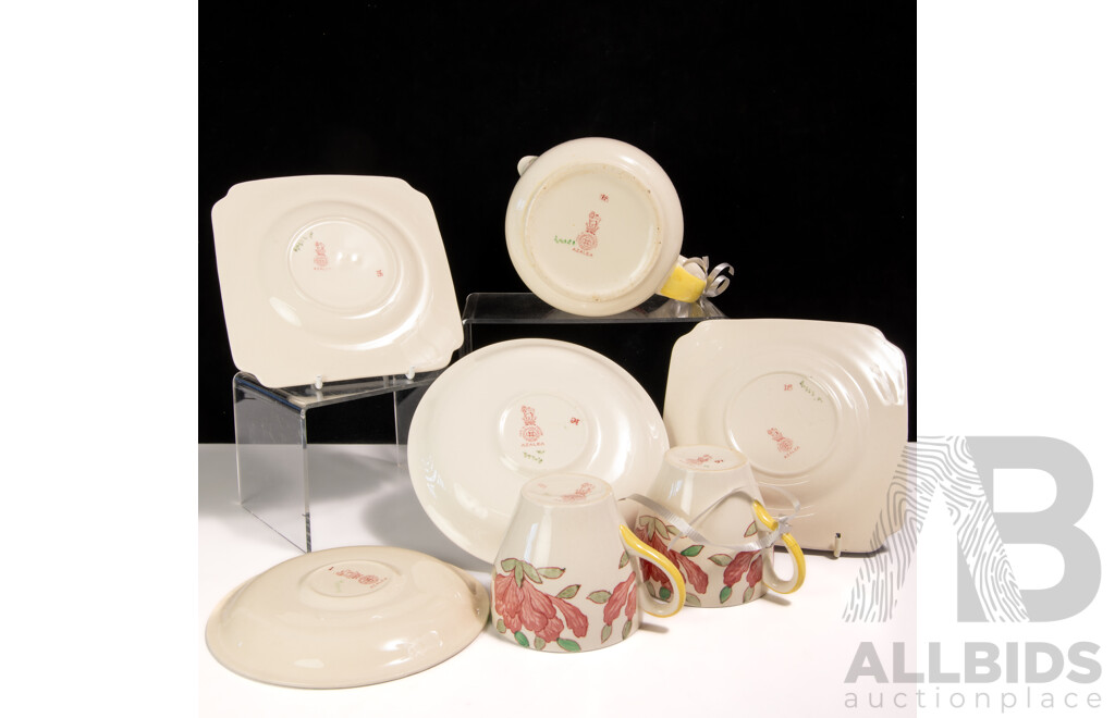 Collection Seven Pieces Royal Doulton Porcelain in Azalea Pattern