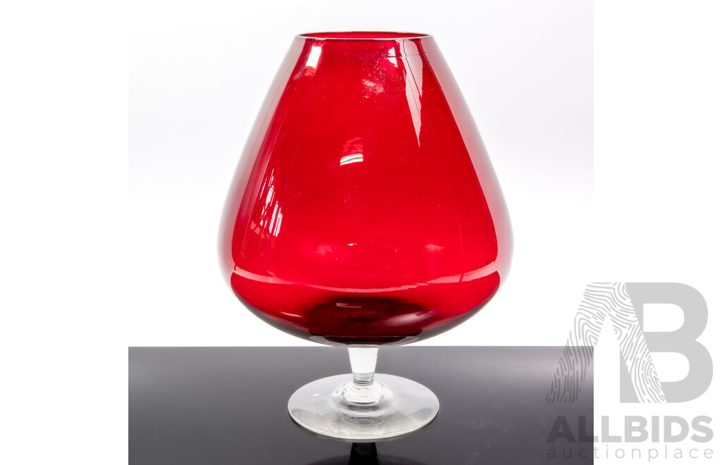 Retro Large Ruby Glass Novelty Brandy Balloon