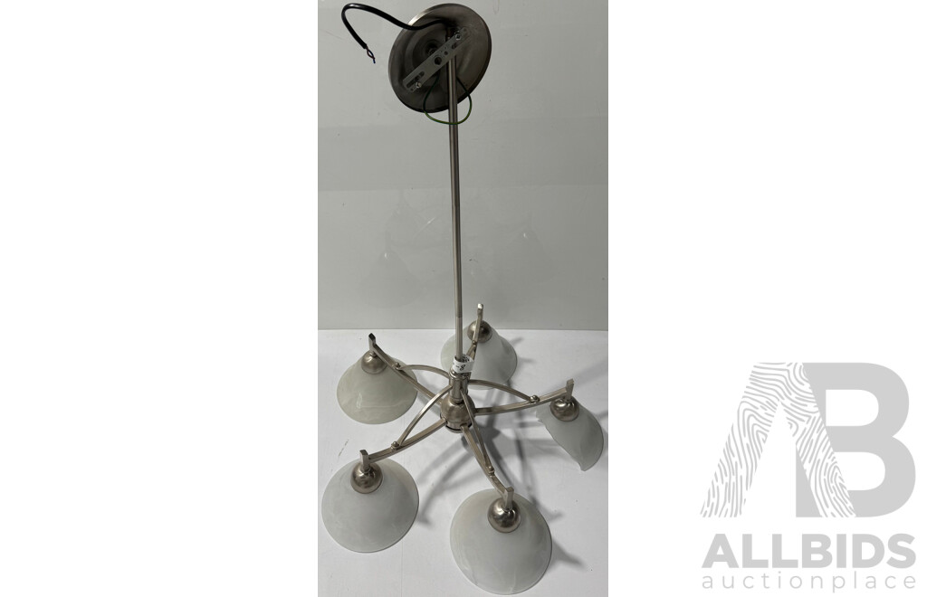 Retro Five Branch Ceiling Light with Glass Shades