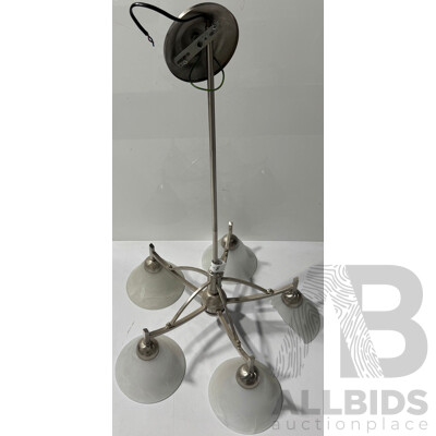 Retro Five Branch Ceiling Light with Glass Shades
