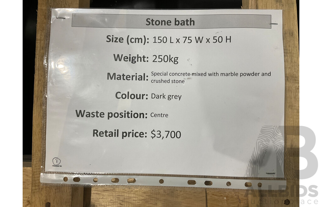 Dark Grey Stone Bath (1500Lx750Wx500H) - ORP $3,700.00