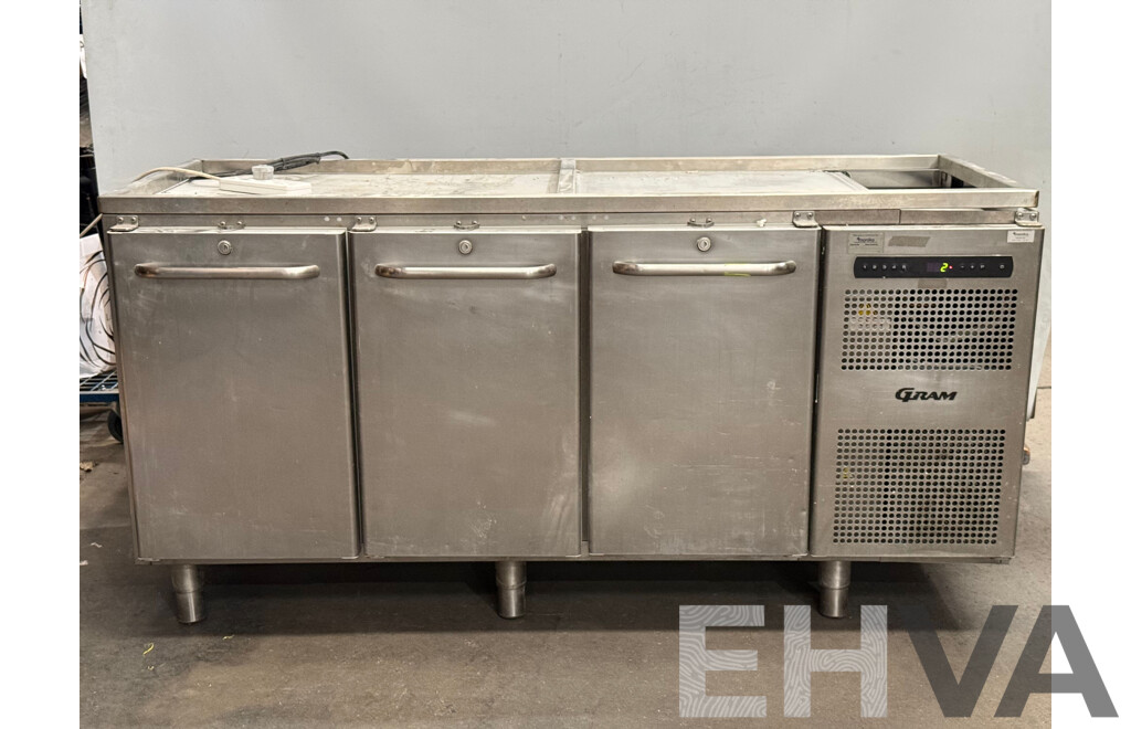 Gram Stainless Steel 3 Door Underbench Fridge