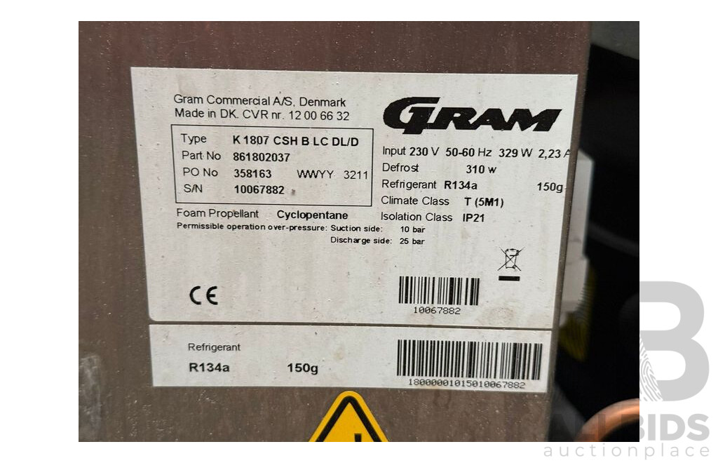 Gram Stainless Steel 3 Door Underbench Fridge