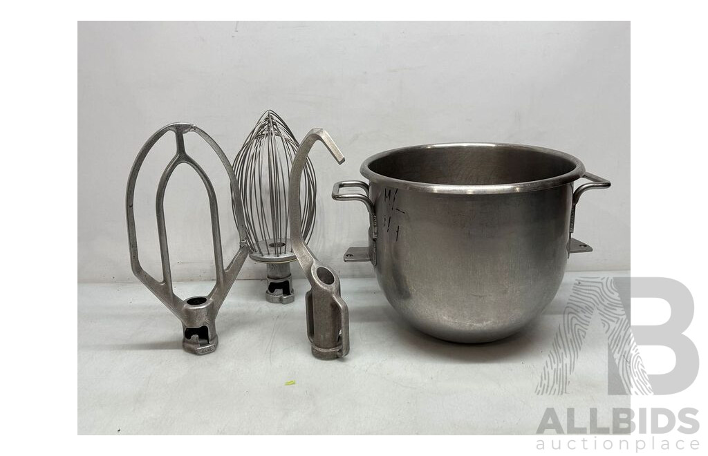 Hobart Stainless Steel Mixing Bowl and Attachments