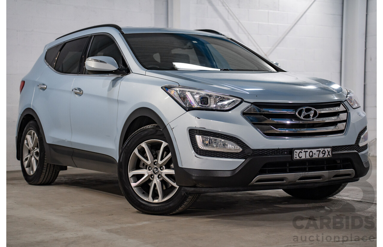 7/2013 Hyundai Santa Fe Elite CRDi (4x4) DM 4d Wagon Glacier Blue Metallic Turbo Diesel 2.2L - 7 Seater