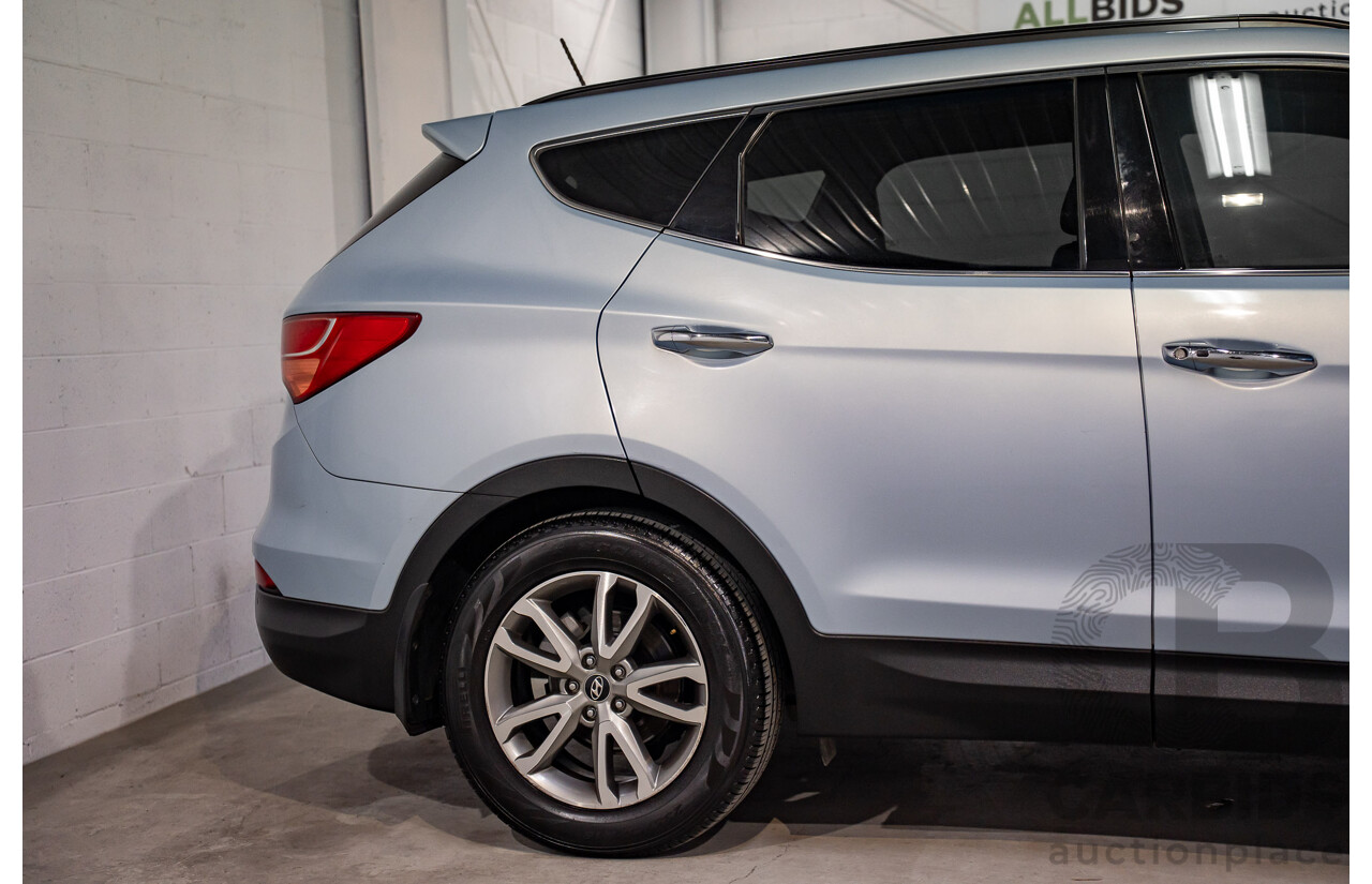 7/2013 Hyundai Santa Fe Elite CRDi (4x4) DM 4d Wagon Glacier Blue Metallic Turbo Diesel 2.2L - 7 Seater