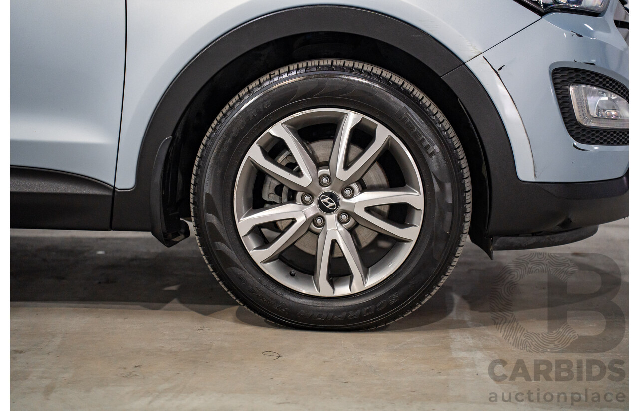 7/2013 Hyundai Santa Fe Elite CRDi (4x4) DM 4d Wagon Glacier Blue Metallic Turbo Diesel 2.2L - 7 Seater