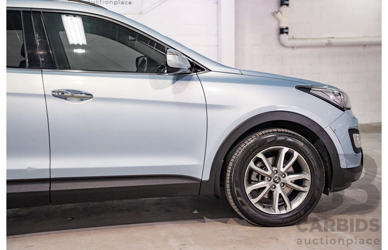 7/2013 Hyundai Santa Fe Elite CRDi (4x4) DM 4d Wagon Glacier Blue Metallic Turbo Diesel 2.2L - 7 Seater
