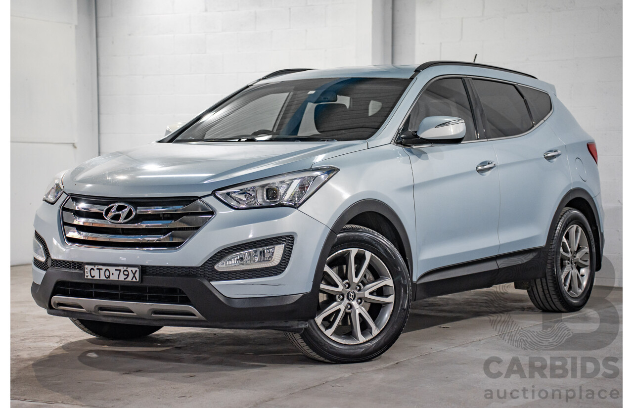 7/2013 Hyundai Santa Fe Elite CRDi (4x4) DM 4d Wagon Glacier Blue Metallic Turbo Diesel 2.2L - 7 Seater