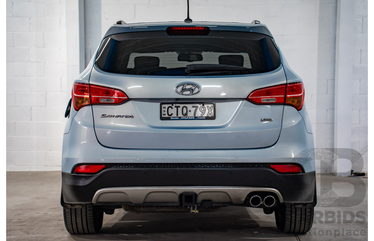 7/2013 Hyundai Santa Fe Elite CRDi (4x4) DM 4d Wagon Glacier Blue Metallic Turbo Diesel 2.2L - 7 Seater