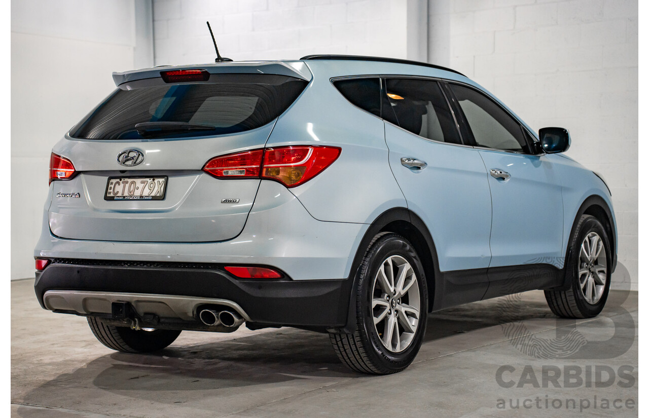 7/2013 Hyundai Santa Fe Elite CRDi (4x4) DM 4d Wagon Glacier Blue Metallic Turbo Diesel 2.2L - 7 Seater