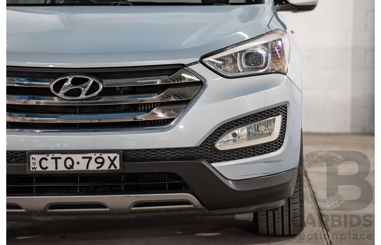 7/2013 Hyundai Santa Fe Elite CRDi (4x4) DM 4d Wagon Glacier Blue Metallic Turbo Diesel 2.2L - 7 Seater