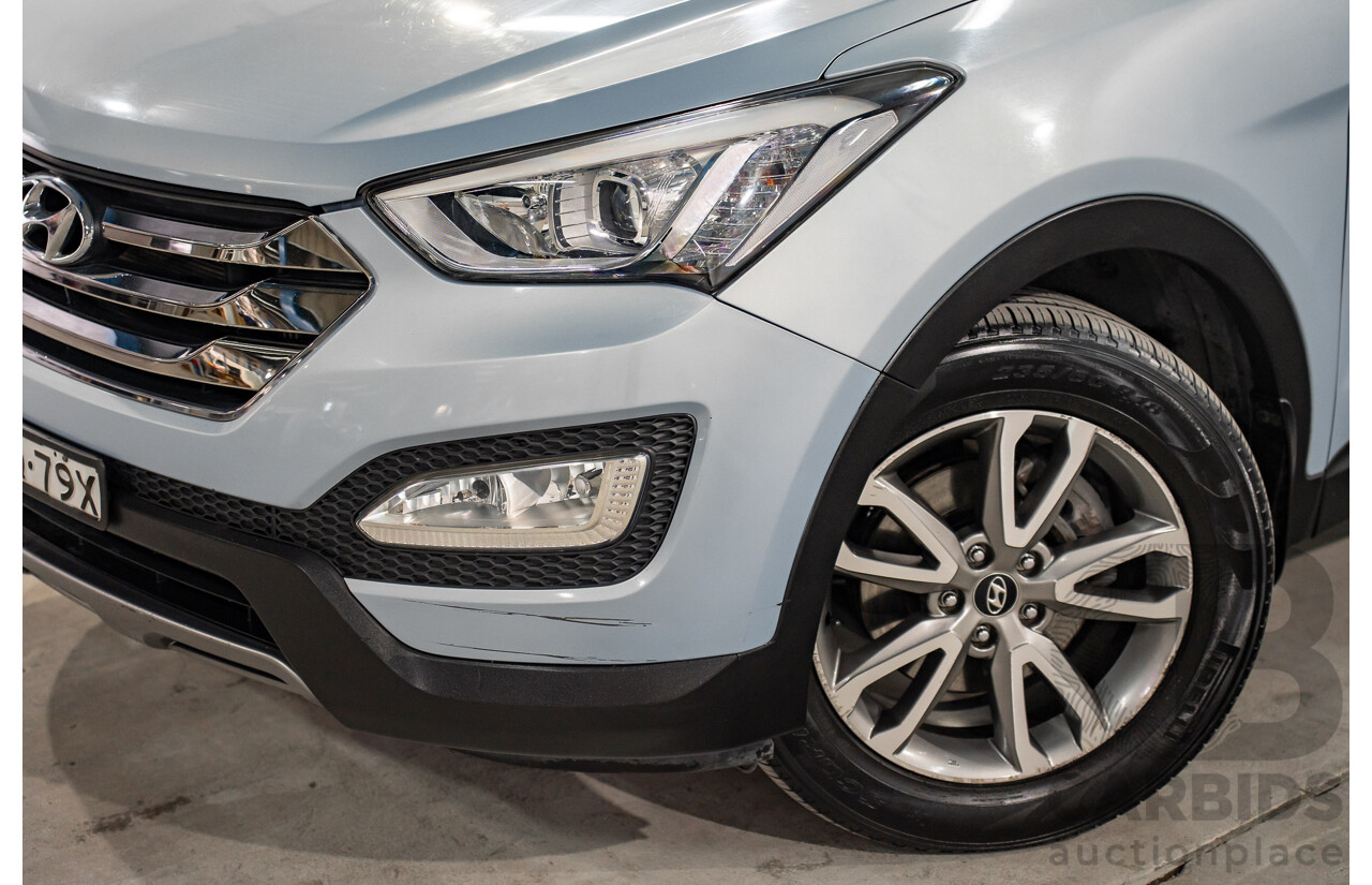 7/2013 Hyundai Santa Fe Elite CRDi (4x4) DM 4d Wagon Glacier Blue Metallic Turbo Diesel 2.2L - 7 Seater