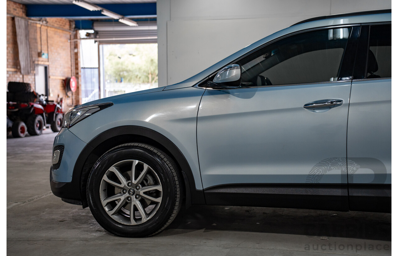 7/2013 Hyundai Santa Fe Elite CRDi (4x4) DM 4d Wagon Glacier Blue Metallic Turbo Diesel 2.2L - 7 Seater