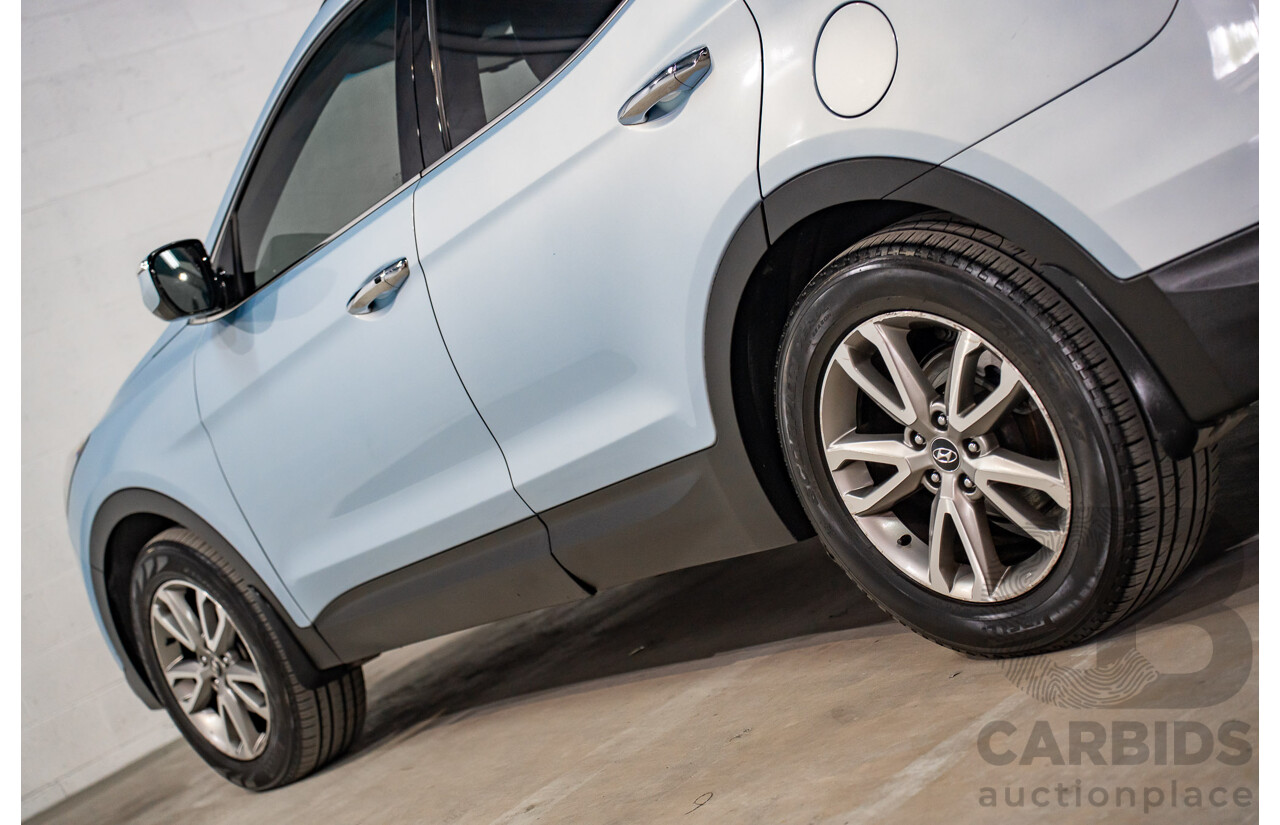 7/2013 Hyundai Santa Fe Elite CRDi (4x4) DM 4d Wagon Glacier Blue Metallic Turbo Diesel 2.2L - 7 Seater