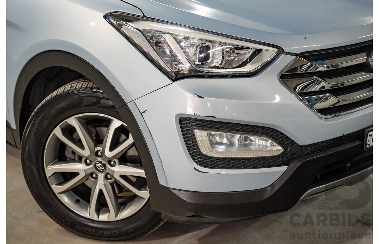 7/2013 Hyundai Santa Fe Elite CRDi (4x4) DM 4d Wagon Glacier Blue Metallic Turbo Diesel 2.2L - 7 Seater
