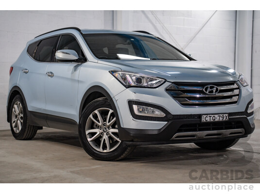 7/2013 Hyundai Santa Fe Elite CRDi (4x4) DM 4d Wagon Glacier Blue Metallic Turbo Diesel 2.2L - 7 Seater