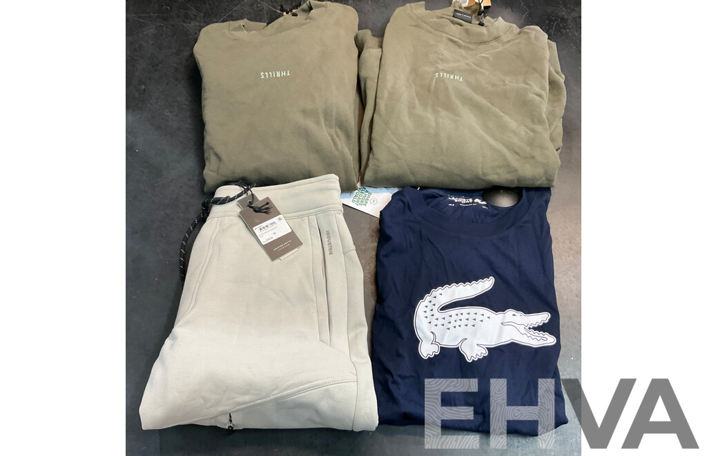 THRILLS Jumpers (S/M) & LACOSTE T-Shirt (L) & INDUSTRIE Pants (M) - Lot of 4