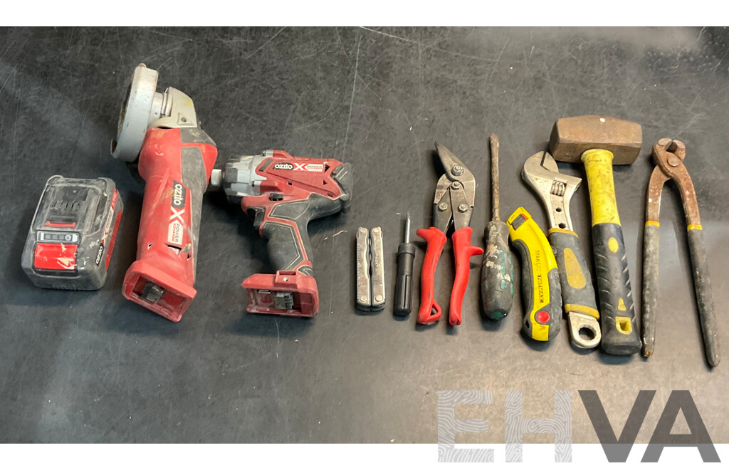 OZITO 18V ANgle Grinder & Impact Driver & Battery & Assorted Tools