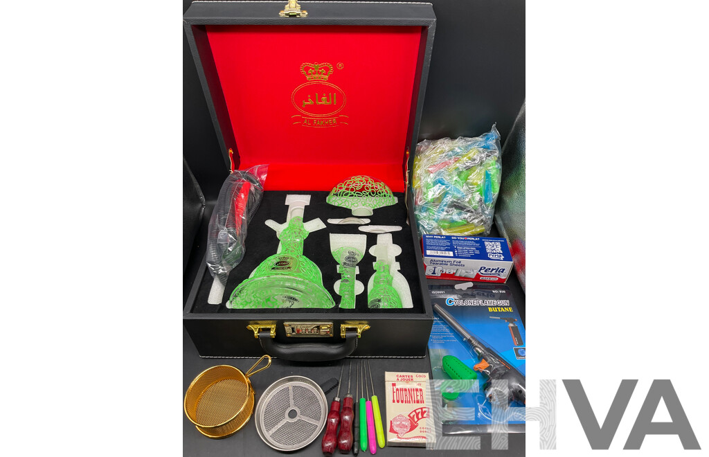 AL FAKHER Green Glass Shisha Hookah  with Accessories