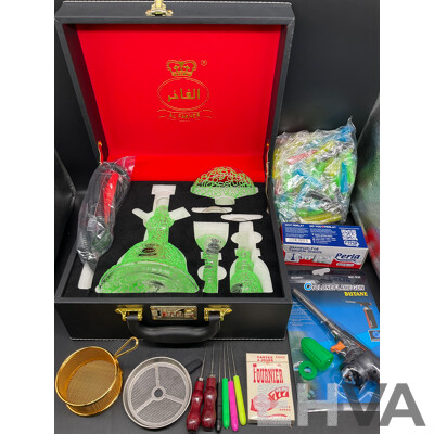 AL FAKHER Green Glass Shisha Hookah  with Accessories