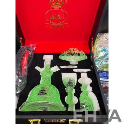 AL FAKHER Green Glass Shisha Hookah  with Accessories