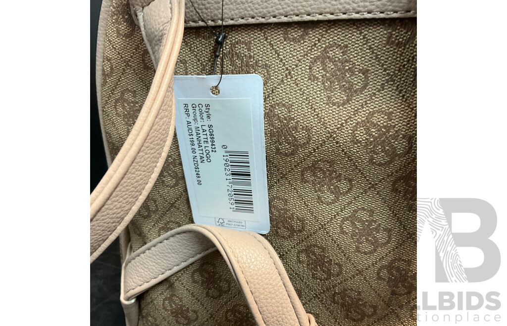 GUESS Manhattan Latte Backpack & Chai Brown Crossbody Bag - Lot of 2