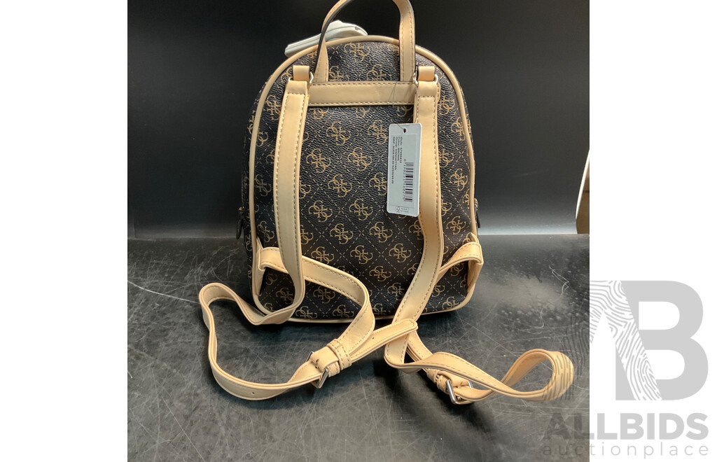 GUESS Manhattan Brown Backpack & Fredericksburg Mini Brown Crossbody Bag - Lot of 2