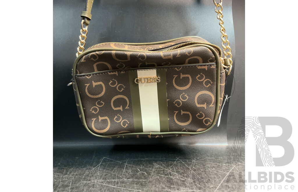 GUESS Manhattan Brown Backpack & Fredericksburg Mini Brown Crossbody Bag - Lot of 2