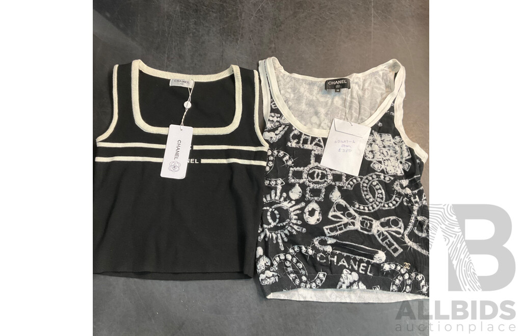 Black Tank Top Sleeveless Branded Chanel - Lot of 2