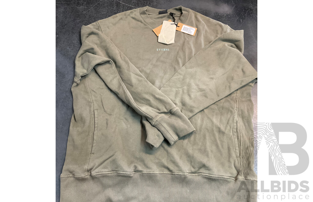 THRILLS Jumpers (S/M) & LACOSTE T-Shirt (L) & INDUSTRIE Pants (M) - Lot of 4