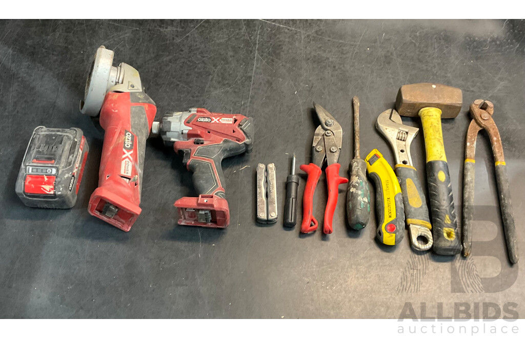 OZITO 18V ANgle Grinder & Impact Driver & Battery & Assorted Tools
