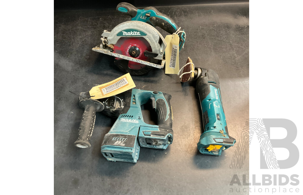 MAKITA DHR242 Rotary Hammer & DTM51 Multi-tool & BSS610 Cordless Circular Saw