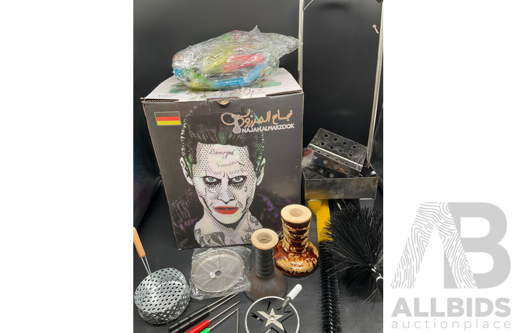 NAJAH ALMARZOOK Black Glass Shisha Hookah  with Accessories
