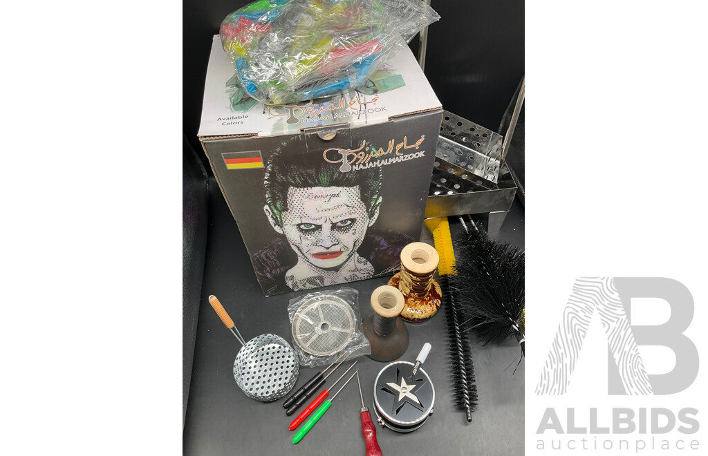 NAJAH ALMARZOOK Black Glass Shisha Hookah  with Accessories