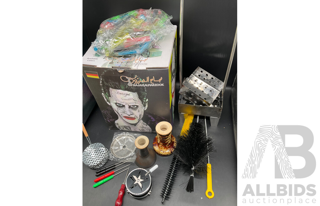 NAJAH ALMARZOOK Black Glass Shisha Hookah  with Accessories