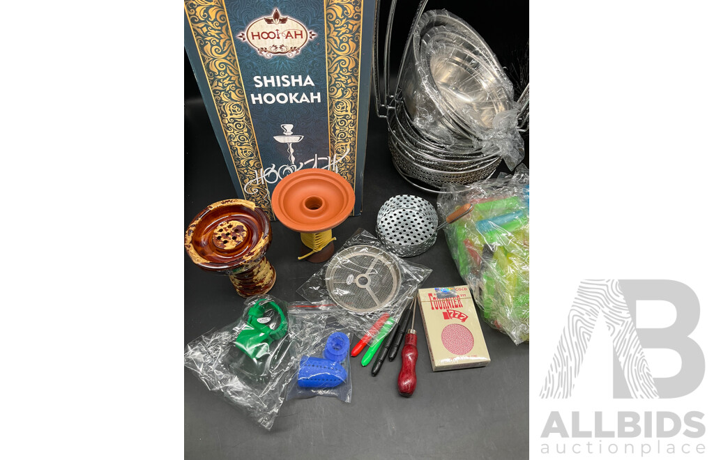 HOOKAH Small Black/Yellow Glass Shisha Hookah  with Accessories