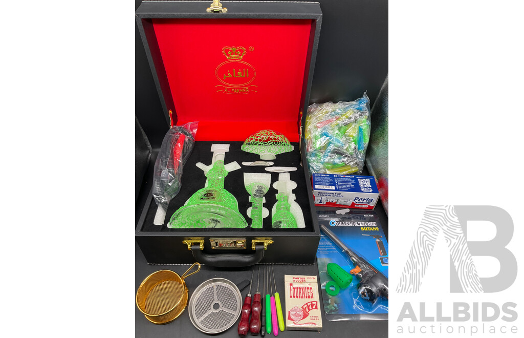 AL FAKHER Green Glass Shisha Hookah  with Accessories
