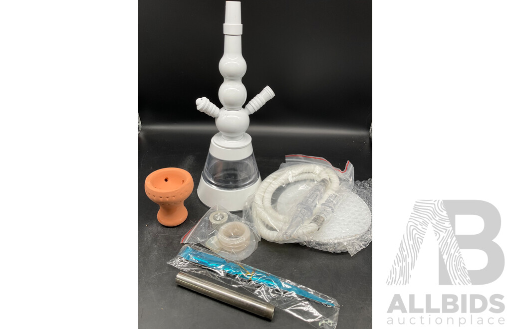 Two Plastic Shisha Hookah with Accessories and Hot Plate Burner
