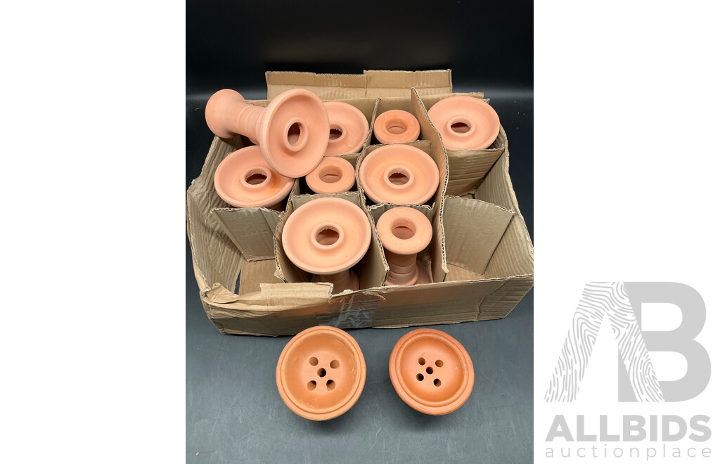 Assorted Shisha Hookah Accessories Including Cyclone Flame Gun, Clay Bowl, Pipe and More - Lot of 93