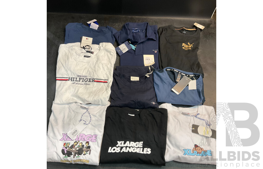 XLARGE, GANT & Assorted Women/Men's T-shirt - Size S - Lot of 9