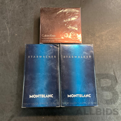 MONTBLANC Starwalker & CLAVIN KLEIN Euphoria Men Eau De Toilette - Lot of 3