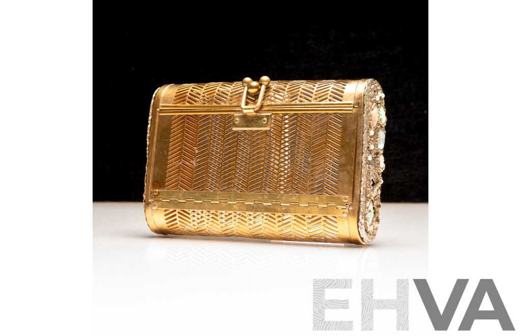 Dorset-Rex Fifth Avenue Vintage Chevron Cage Clutch Purse