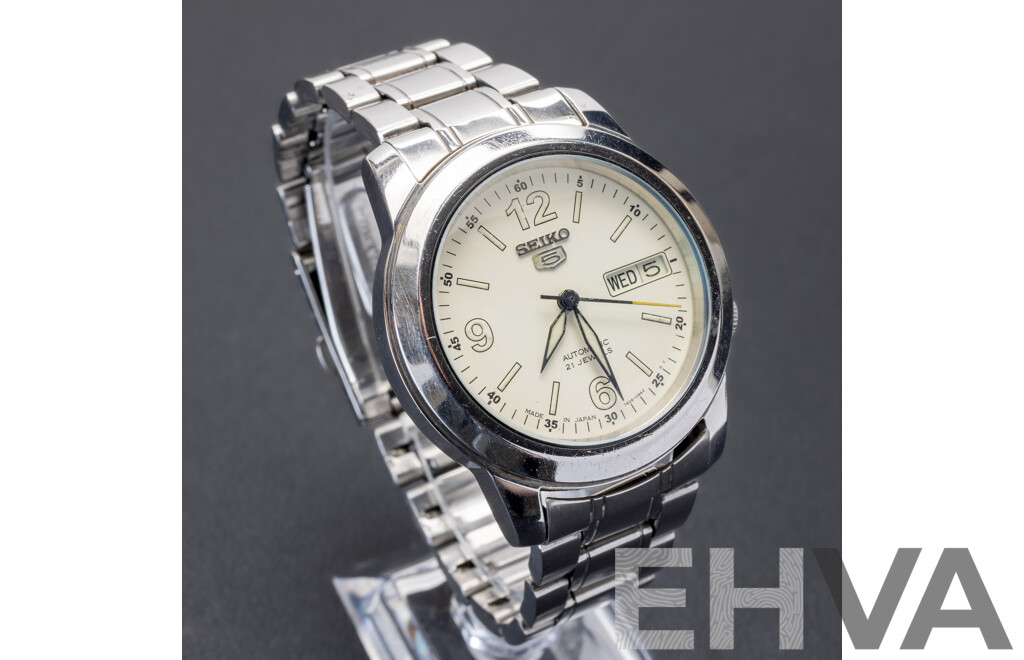 Seiko 5 Automatic 21 Jewels Vintage Watch, 7S26-02W0, 38mm, Cream