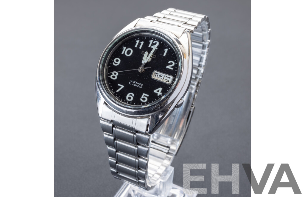 Seiko 5 Automatic 21 Jewels Vintage Watch, 7S26-0550, 35mm, black