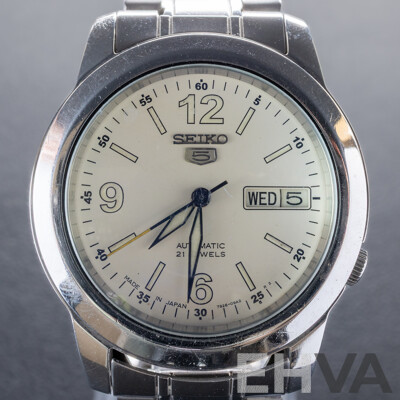 Seiko 5 Automatic 21 Jewels Vintage Watch, 7S26-02W0, 38mm, Cream