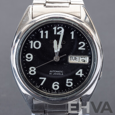 Seiko 5 Automatic 21 Jewels Vintage Watch, 7S26-0550, 35mm, black