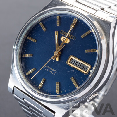 Seiko 5 Automatic 17 Jewels Vintage Watch, 7009-3171, 35mm, cobalt blue