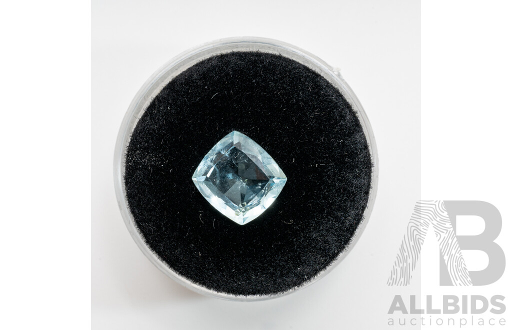 Aquamarine, Natural Unset Light Blue Cushion Cut Gemstone, 2.05 Grams